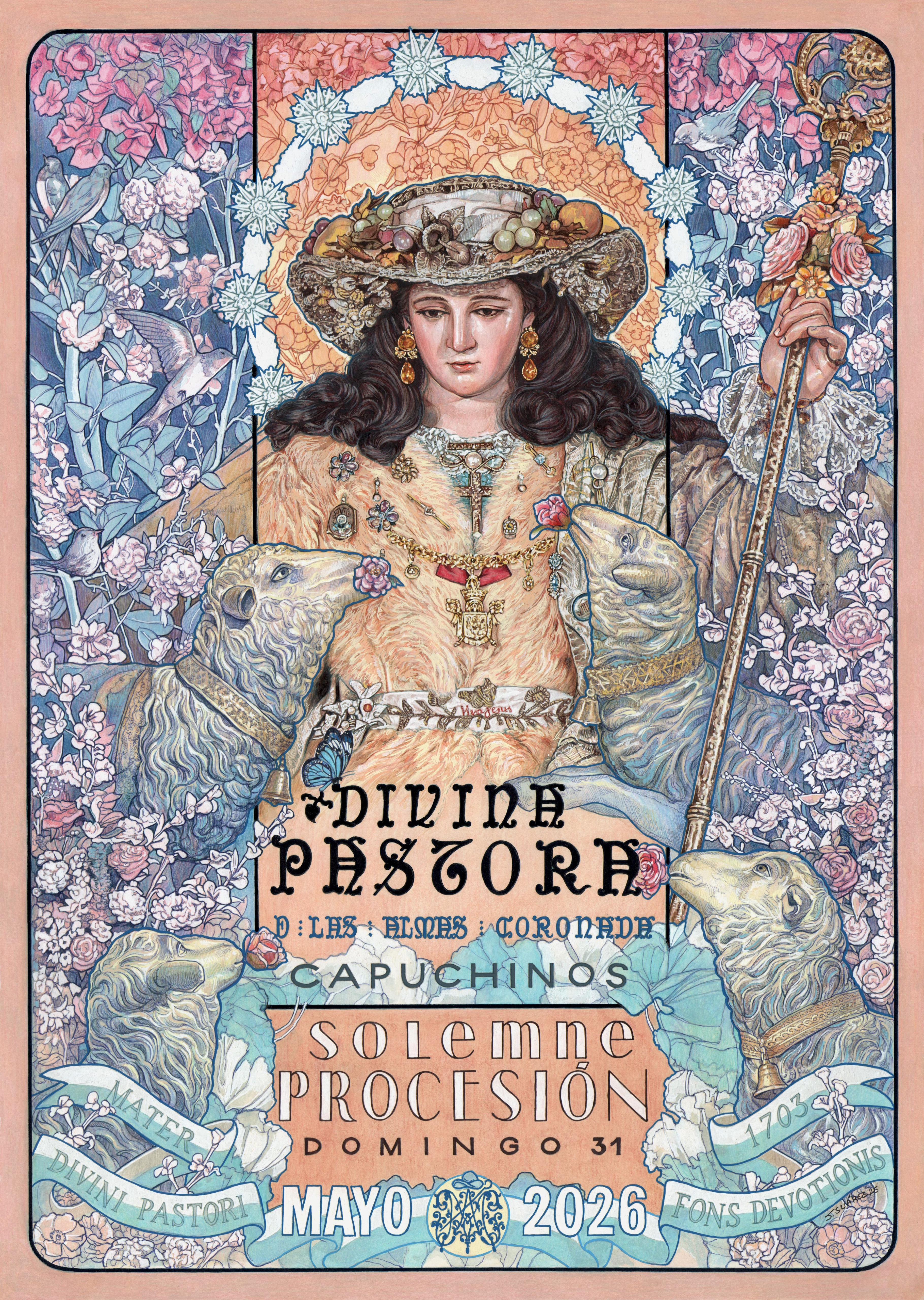 Cartel de la Solemne y Gloriosa Procesión de la Divina Pastora de las Almas Coronada