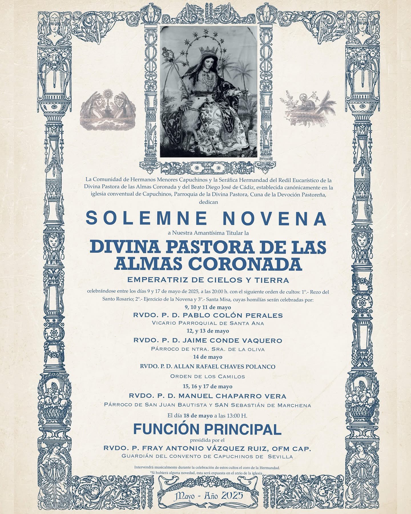 CULTOS | Solemne Novena en honor a la Divina Pastora de las Almas Coronada.